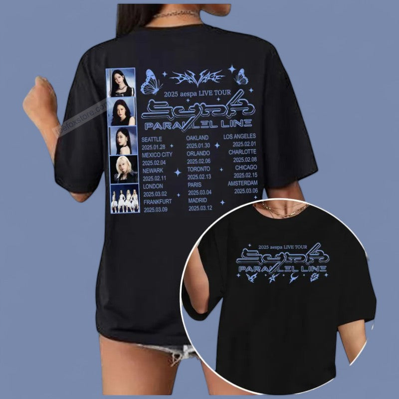 Aespa Synk Parallel Line World Tour 2025 T-Shirt For Fans, hoodie, long sleeve, sweatshirt and tank top